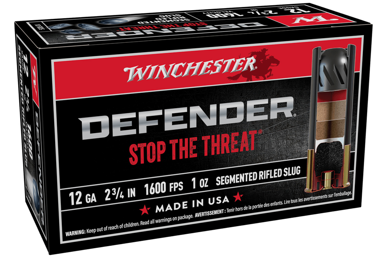WINCHESTER AMMO 12 Gauge 2-3/4 Inch 1 oz Segmented Rifled Slugs PDX1 Defender 10/Box